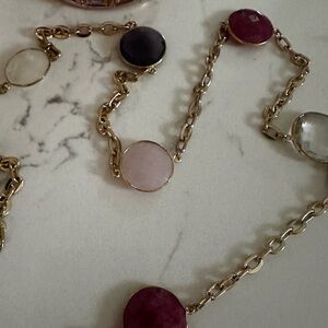 Elegant Gold and Multicolor Gemstone Necklace